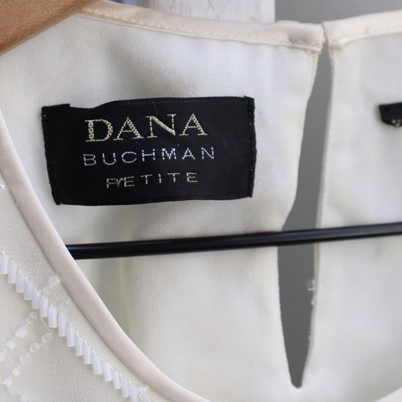 Dana Buchman Women’s Cream Silk Beaded Tank Blouse Size Large - Picture 3 of 9
